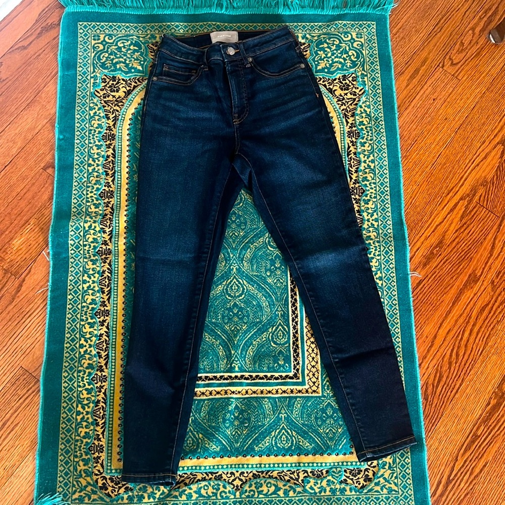 Dark blue Everlane curvy highrise skinny jeans